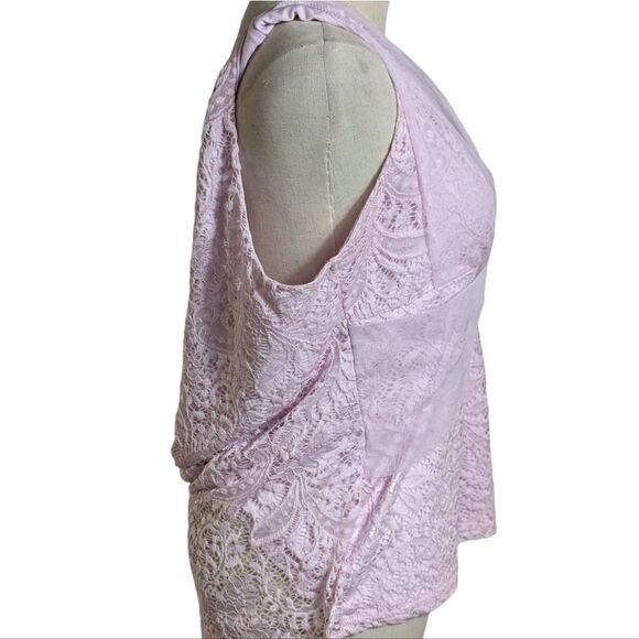 Venus Pink Lace V Neck Stretch Tank Top - Picture 5 of 6
